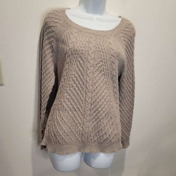 White+warren size xs wool blend beige cable knit pullover sweater - Picture 1 of 6